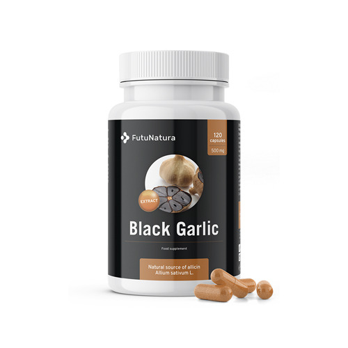 Zwarte knoflook in capsules.