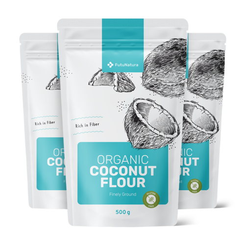3x BIO Kokosmeel, fijn gemalen, totaal 1500 g