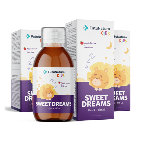 3x SWEET DREAMS – Vloeibaar voedingssupplement voor een goede nachtrust bij kinderen, totaal 450 ml