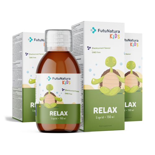 3x RELAX – Vloeibaar voedingssupplement voor kinderen ter ontspanning, totaal 450 ml