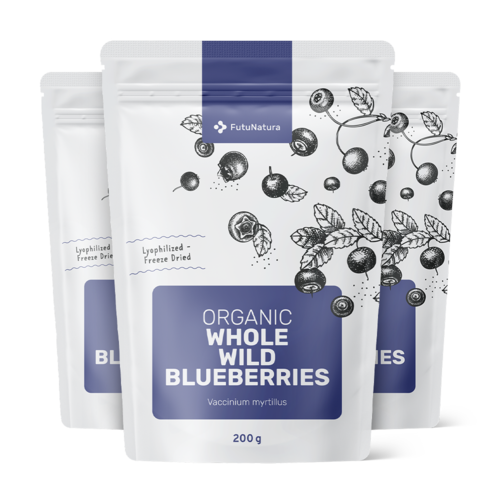 3x BIO Wilde blauwe bosbessen – heel, totaal 600 g