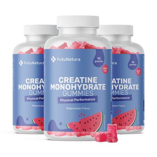 3x Creatine monohydraat 3000 mg – watermeloen, totaal 270 gummies