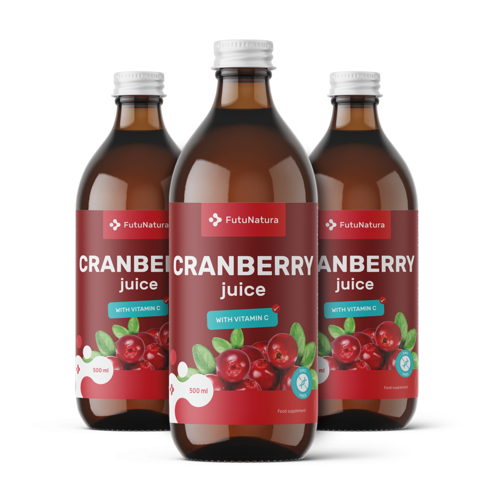 3x Cranberry sap, totaal 1500 ml
