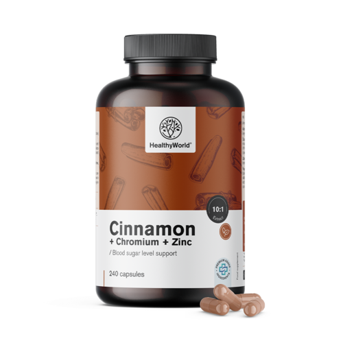 Kaneel met chroom en zink, 240 capsules