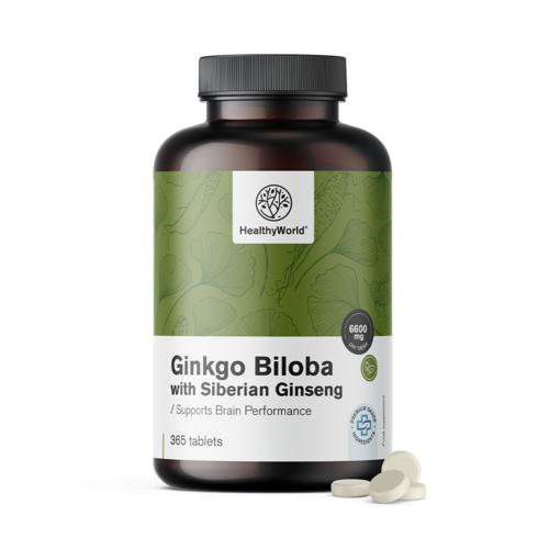 Ginkgo biloba met Siberische ginseng 6600 mg, 365 tabletten