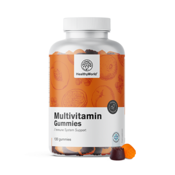Multivitaminen in de vorm van gummibeertjes met 3 smaken.