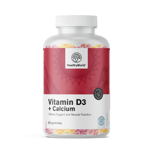 Vitamine D3 + calcium – gummies voor spieren, botten en tanden, 60 gummies