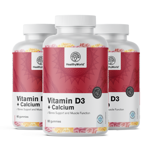 3x Vitamine D3 + calcium – gummies voor spieren, botten en tanden, totaal 180 gummies