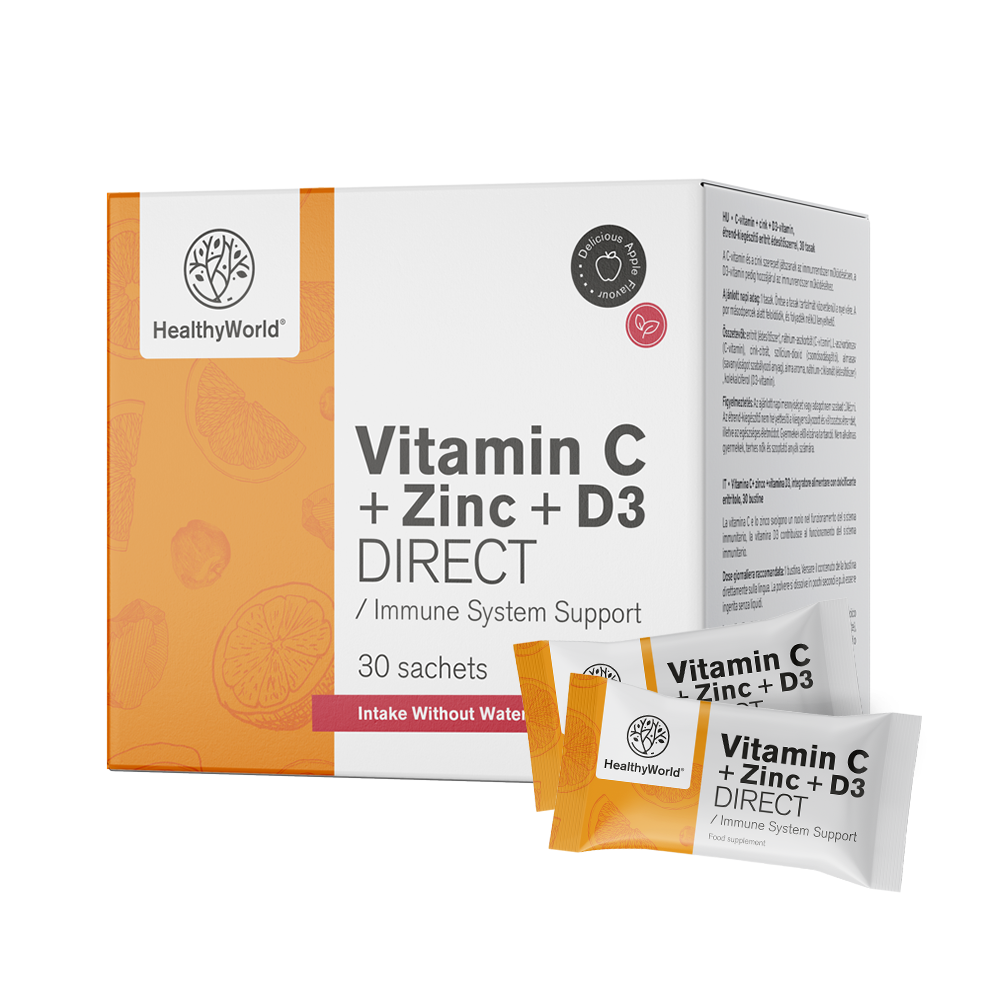 Vitamine C 500 + Zink + D3 DIRECT met appelsmaak