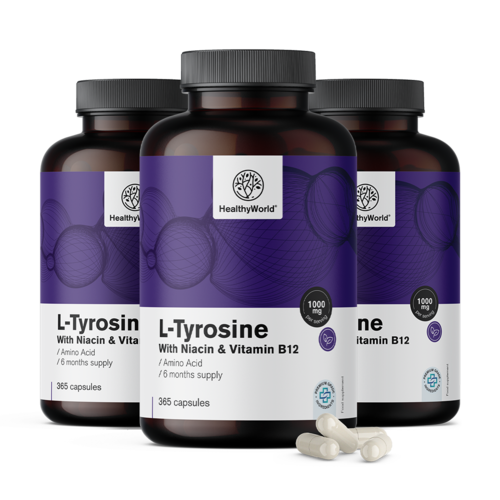 3x L-tyrosine 1000 mg (per dagelijkse dosis), totaal 1095 capsules
