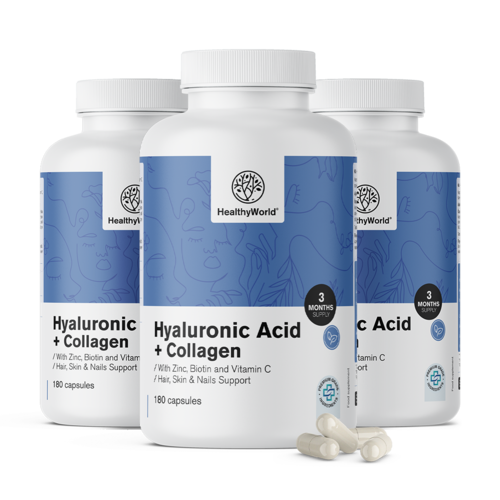 3x Hyaluronzuur + collageen complex, totaal 540 capsules