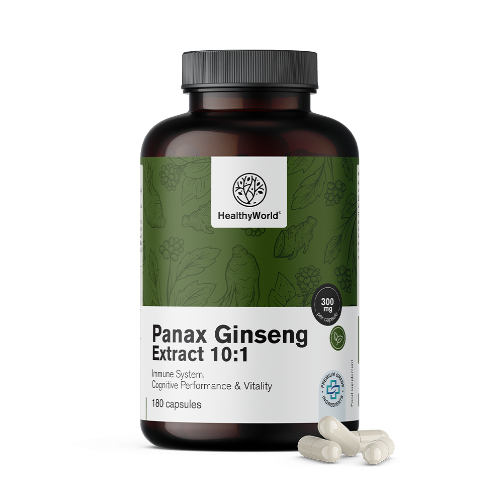 Panax Ginseng 300 mg - ginsengextract 10:1 in capsules.