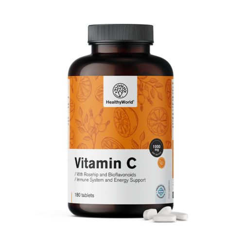 Vitamine C 1000 mg - met rozenbottel en bioflavonoïden, 180 tabletten