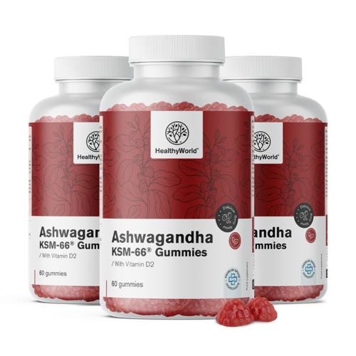 3x Ashwagandha KSM-66 300 mg, totaal 180 gummies 
