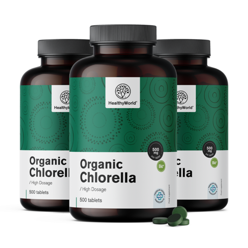 3x BIO Chlorella 500 mg, totaal 1500 tabletten