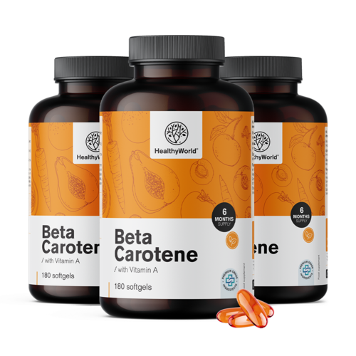 3x Bèta-caroteen 25.000 IE, totaal 540 zachte capsules