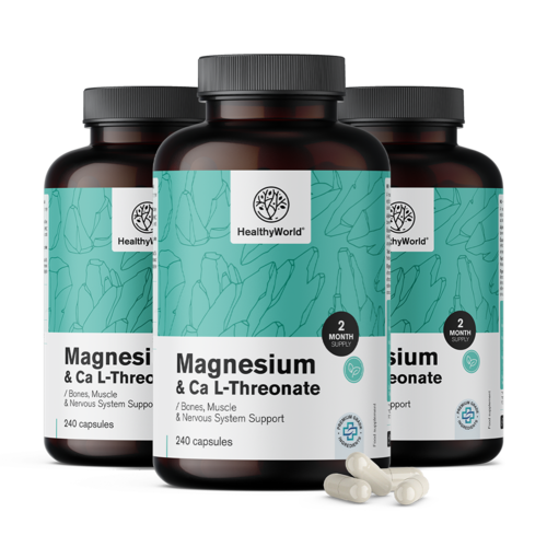 3x Magnesium + Calcium L-Threonaat, totaal 720 capsules