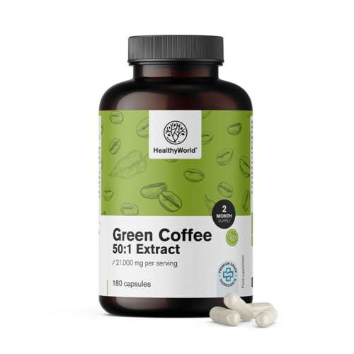 Groene koffie 21.000 mg – extract 50:1, 180 capsules
