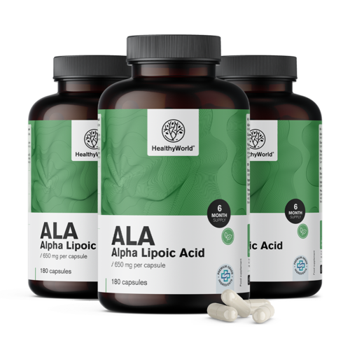 3x ALA – alfa-liponzuur 650 mg, totaal 540 capsules