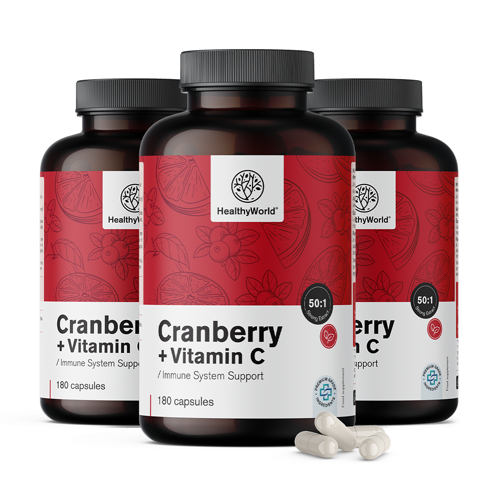 3x Cranberry-extract met vitamine C Cranberry-extract met vitamine C