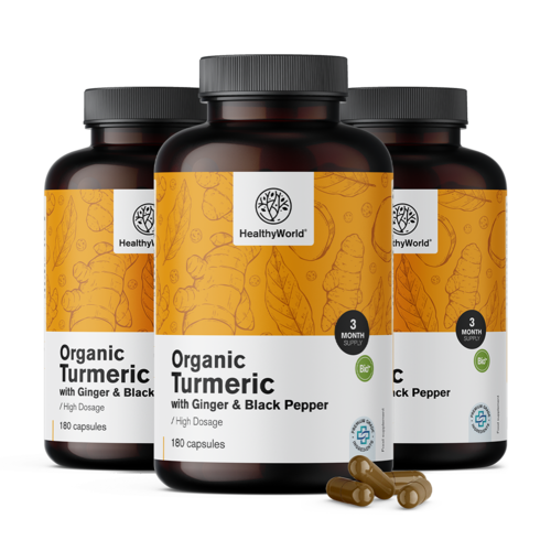 3x BIO Kurkuma 1440 mg – met gember en zwarte peper, totaal 540 capsules