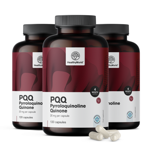 3x PQQ – pyrrolochinolinequinon 20 mg, totaal 360 capsules