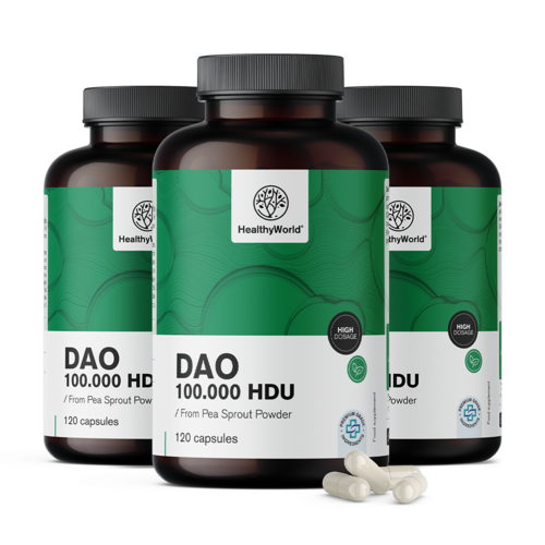 3x DAO Diamine Oxidase 100.000 HDU, totaal 360 capsules