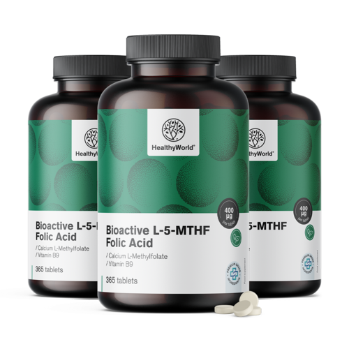 3x Actief foliumzuur L-5-MTHF, totaal 1095 tabletten