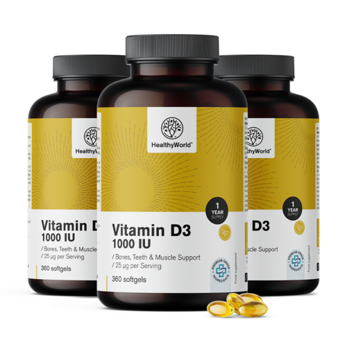 3x Vitamine D3 1000 IE, totaal 1080 softgels