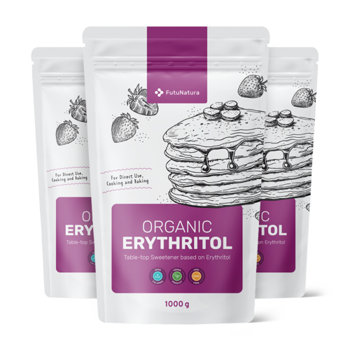 3x BIO Erythritol, natuurlijke zoetstof, totaal 3000 g