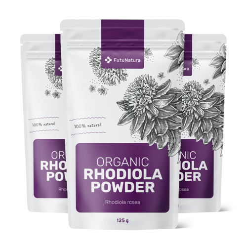 3x BIO Rhodiola-wortelpoeder, totaal 375 g