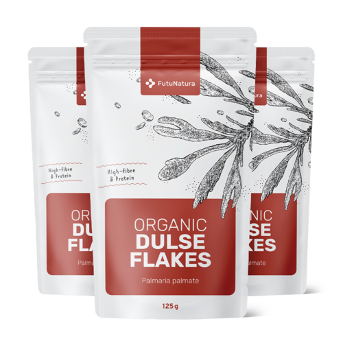 3x BIO Dulse vlokken – 100% dulse bladeren, totaal 375 g