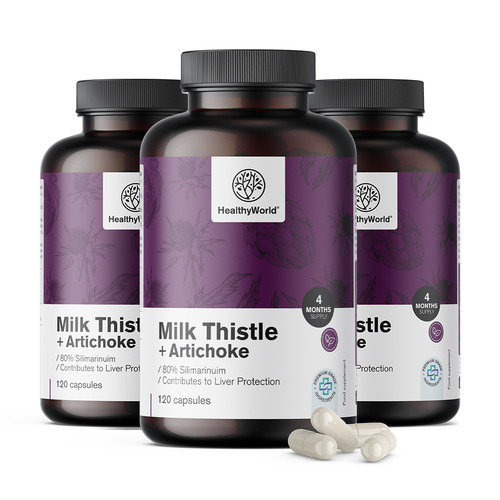 3x Mariadistel + artisjok, totaal 360 capsules