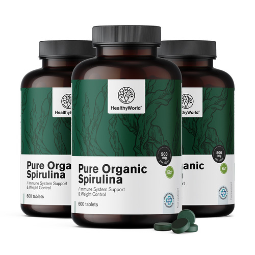 3x BIO Spirulina 500 mg, totaal 1800 tabletten