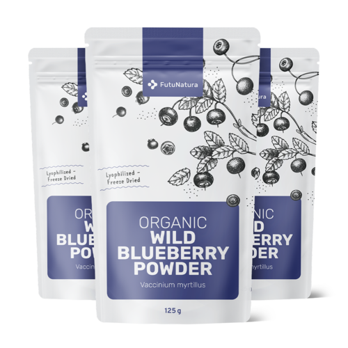 3x BIO Wilde bosbessen poeder, totaal 375 g