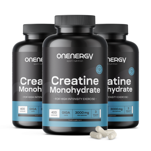 3x Creatine monohydraat 3000 mg GIGA CAPS, totaal 1200 capsules