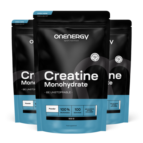 3x 100% creatine monohydrate in poedervorm, totaal 1500 g