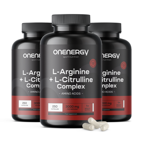 3x L-arginine + L-citrulline complex 3000 mg, totaal 750 capsules