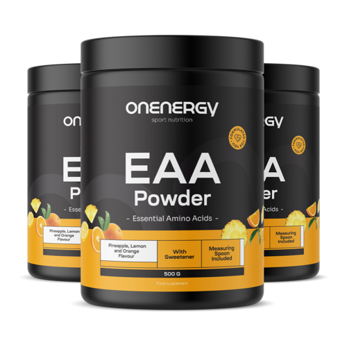 3x EAA  in poeder – ananas, citroen, sinaasappel, totaal 1500 g