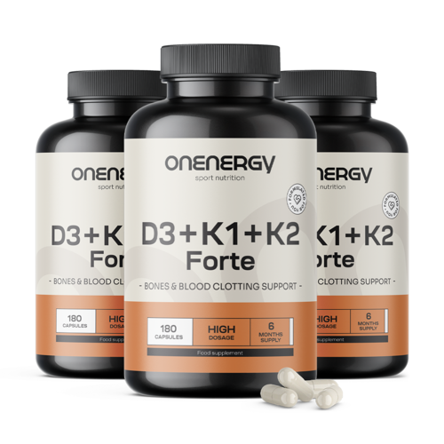 3x Vitamine D3 + K1 + K2 FORTE, totaal 540 capsules