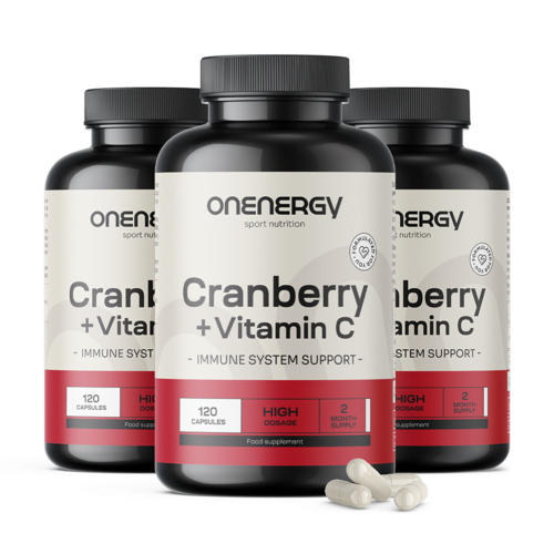 3x Cranberry-extract met vitamine C, totaal 360 capsules