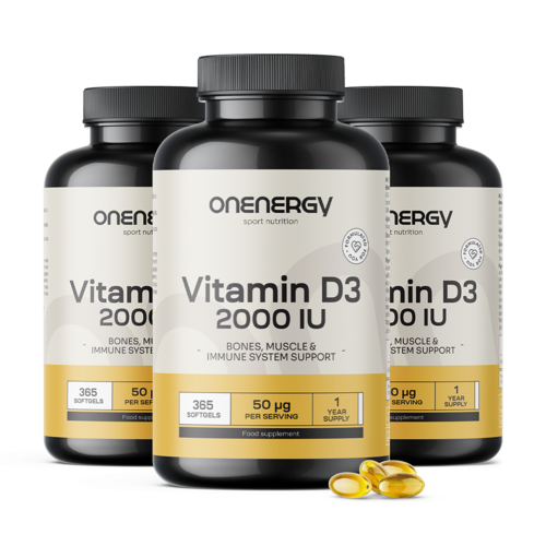 3x Vitamine D3 2000 IE, totaal 1095 zachte capsules