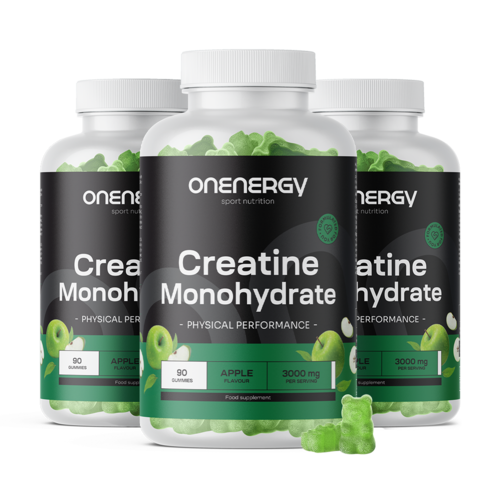 3x Creatine monohydraat 3000 mg – appel, totaal 270 gummies