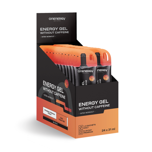 Energiegel zonder cafeïne – Aardbei en Banaan, 24 x 31 ml
