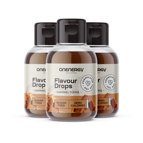 3x Flavour Drops met zoetstof – toffee-karamel, totaal 150 ml