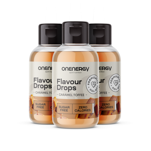 3x Flavour Drops met zoetstof – toffee-karamel, totaal 150 ml