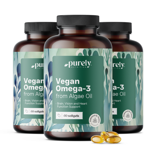 3x Vegan omega-3 1000 mg – uit algen, totaal 180 zachte capsules