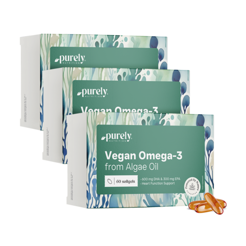 3x Vegan omega-3 1100 mg – uit algen, totaal 180 zachte capsules