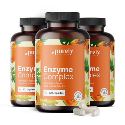 3x Enzymcomplex – mix van bromelaïne en papaïne, totaal 360 capsules