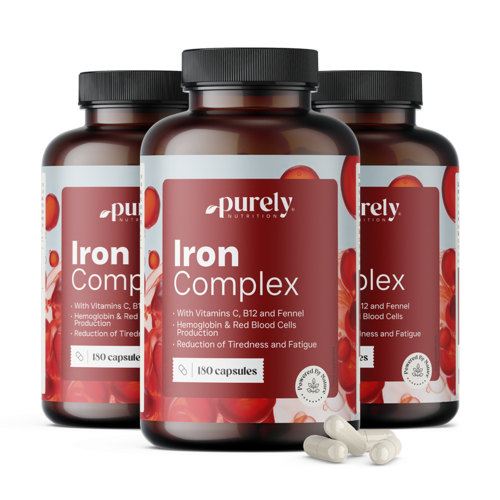 3x Iron Complex - ijzer met vitamine C en B12, totaal 540 capsules